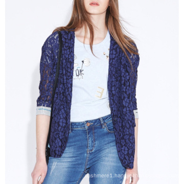 Spring Lace Elegant Jacquard Button Ladies Thin Jacket